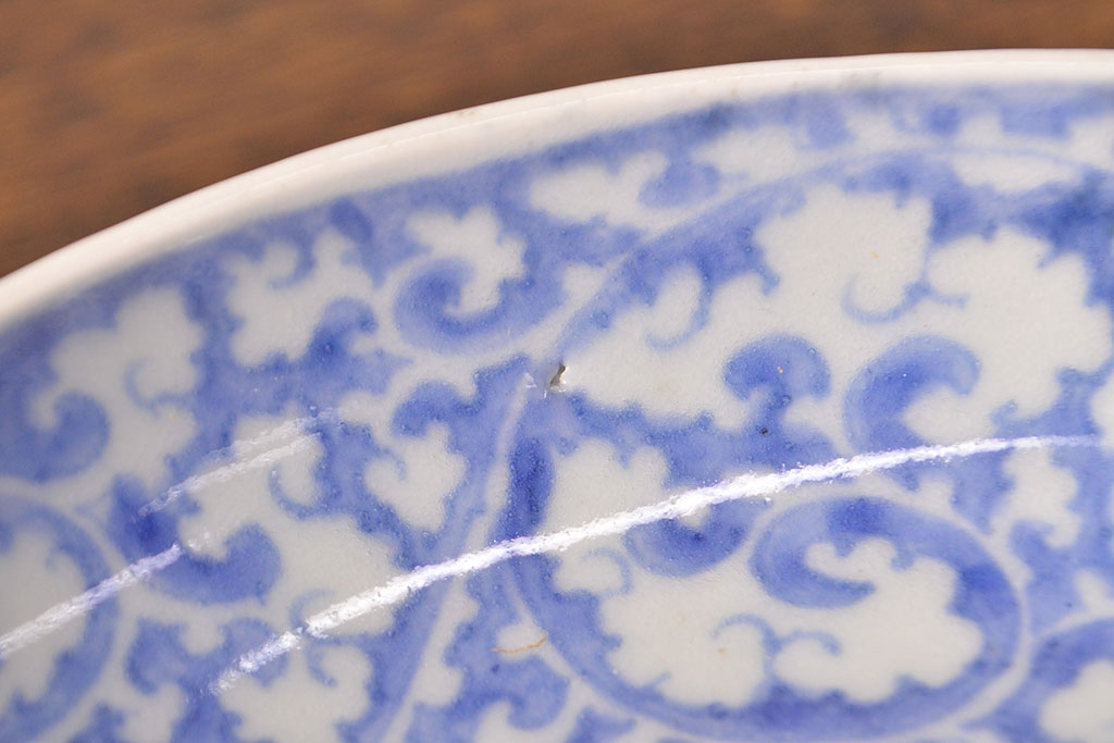 江戸期　古伊万里　蛸唐草文　渦福　変形皿2枚セット(和食器)(R-051972)