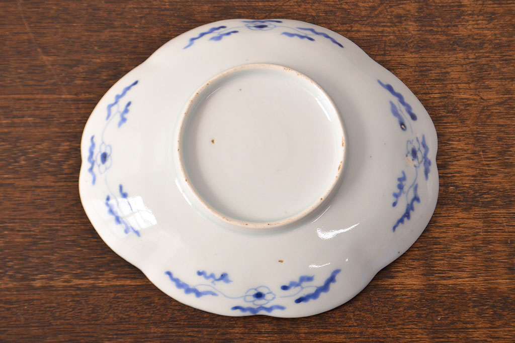 江戸期　古伊万里　染付変形皿2枚セット(和食器)(R-051975)
