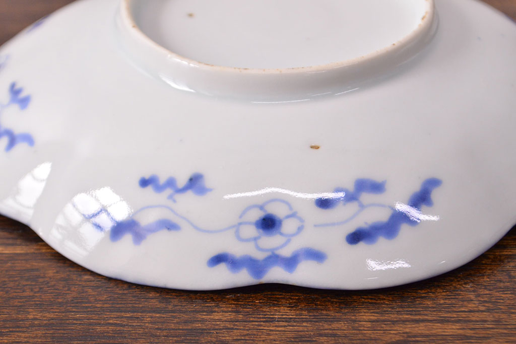 江戸期　古伊万里　染付変形皿2枚セット(和食器)(R-051975)
