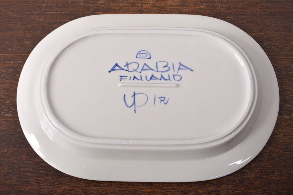 ビンテージ　アラビア(ARABIA)　アネモネ　オーバルプレート(大皿、ヴィンテージ、フィンランド)(R-051978)