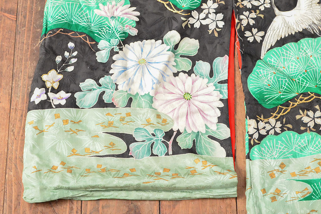 大正〜昭和初期　正絹刺繍着物(打掛、古布)(R-051990)