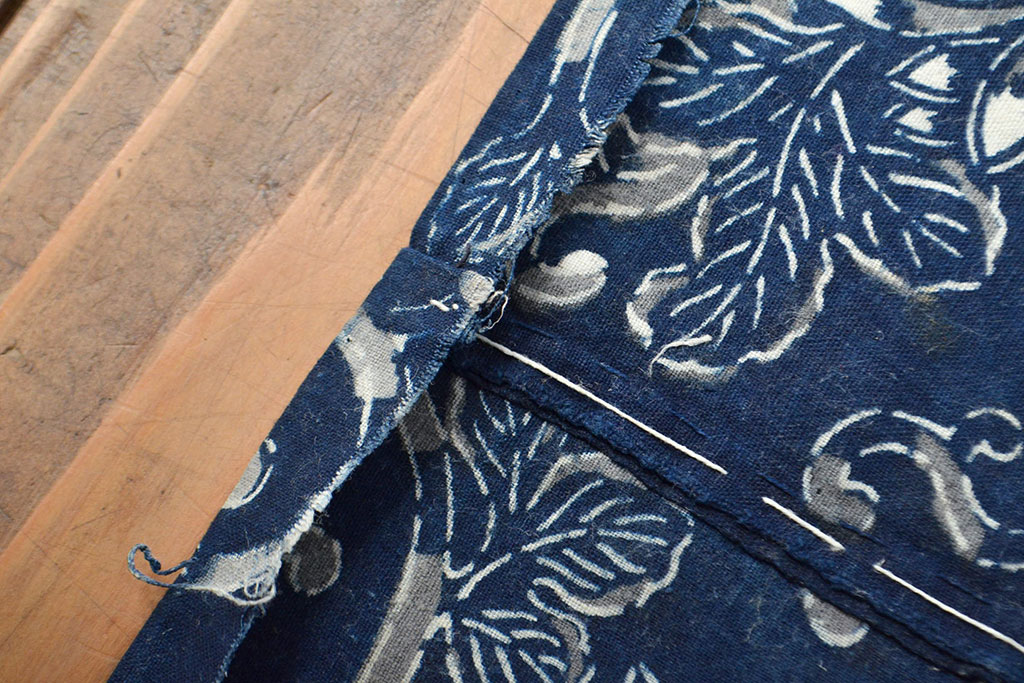 明治〜大正 藍型染め木綿古布(布団皮、藍染)(R-051995) | ラフジュ工房