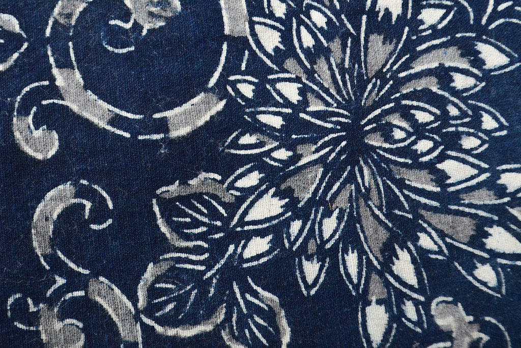 明治〜大正 藍型染め木綿古布(布団皮、藍染)(R-051995) | ラフジュ工房