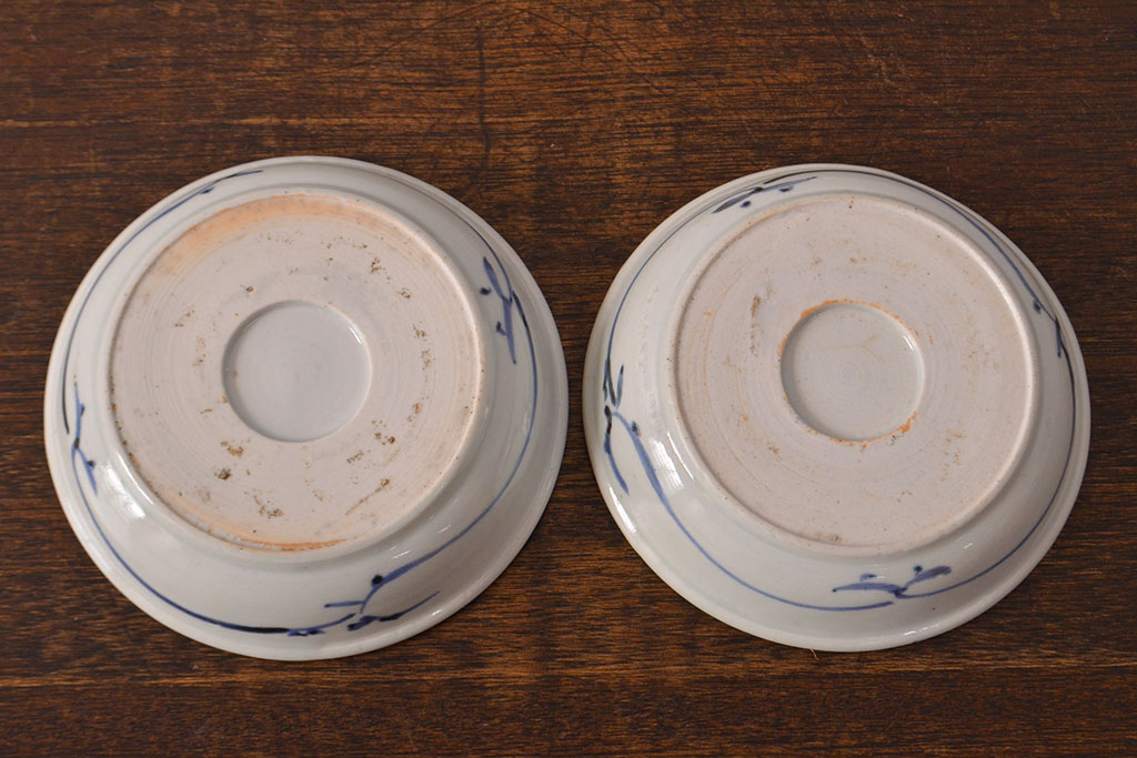 江戸期　古伊万里　染付仙人図　なます皿2枚セット(中皿、和食器)(R-051998)