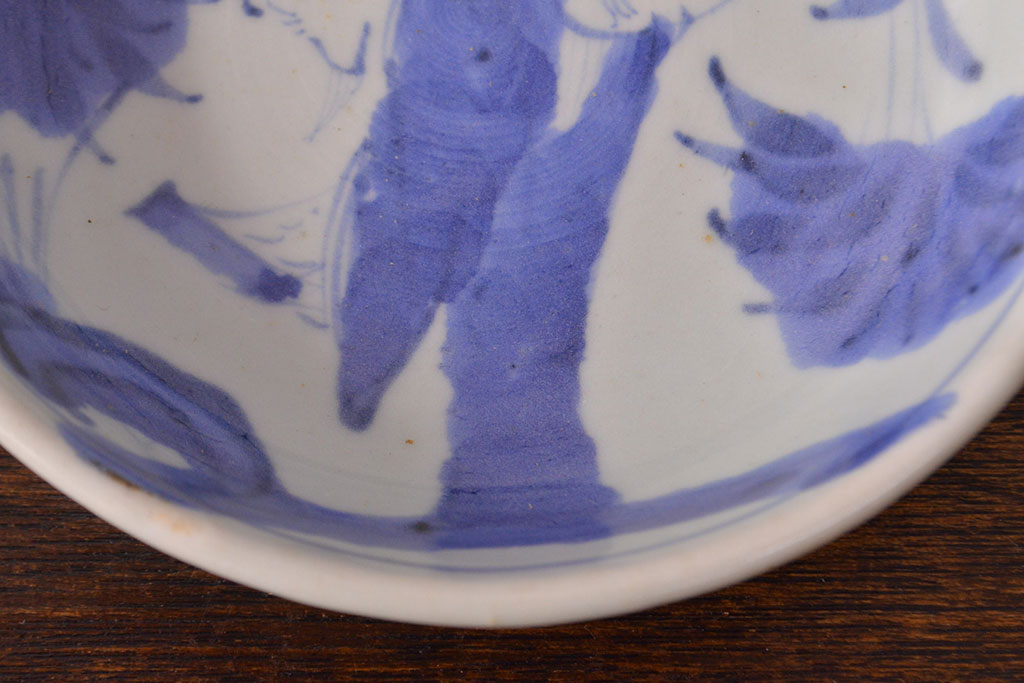 江戸期　古伊万里　染付仙人図　なます皿2枚セット(中皿、和食器)(R-052000)