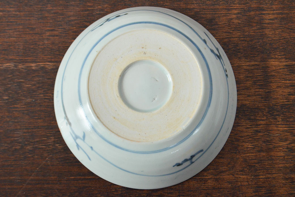 江戸期　古伊万里　花文染付なます皿2枚(和食器)(R-052060)