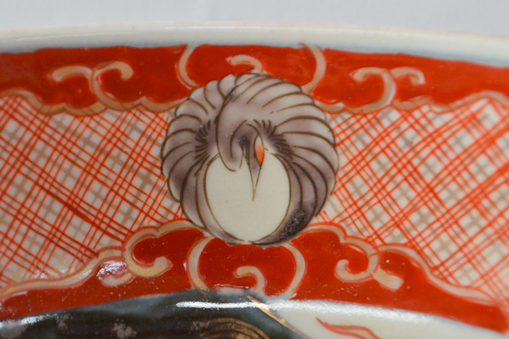 江戸期　古伊万里　色絵染付花模様　深鉢2点セット(深皿、和食器)(R-052062)