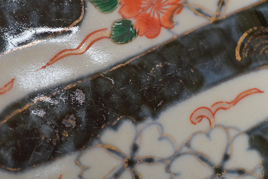 江戸期　古伊万里　色絵染付花模様　深鉢2点セット(深皿、和食器)(R-052062)