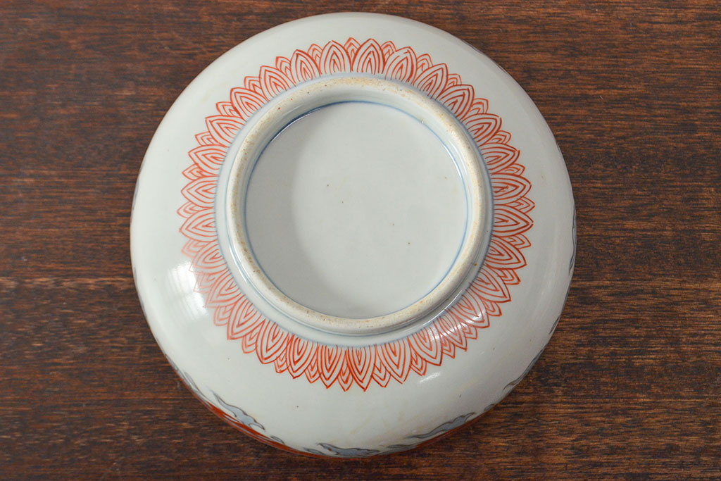 江戸期　古伊万里　色絵染付花模様　深鉢2点セット(深皿、和食器)(R-052062)