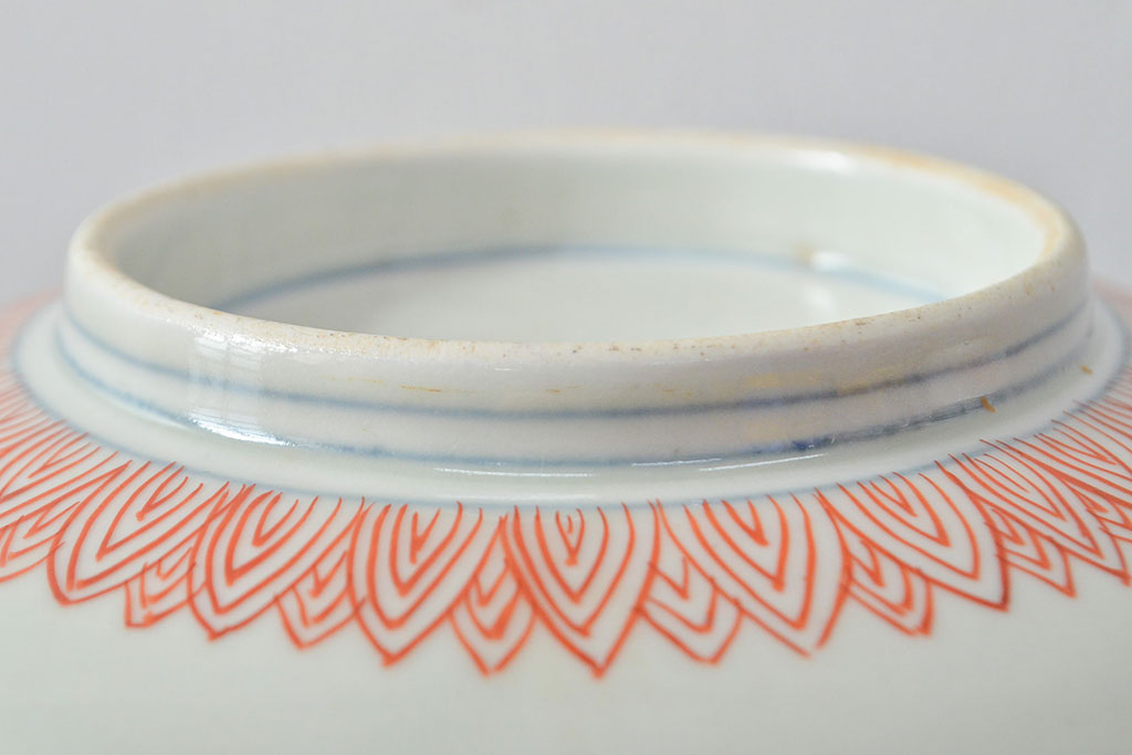 江戸期　古伊万里　色絵染付花模様　深鉢2点セット(深皿、和食器)(R-052062)