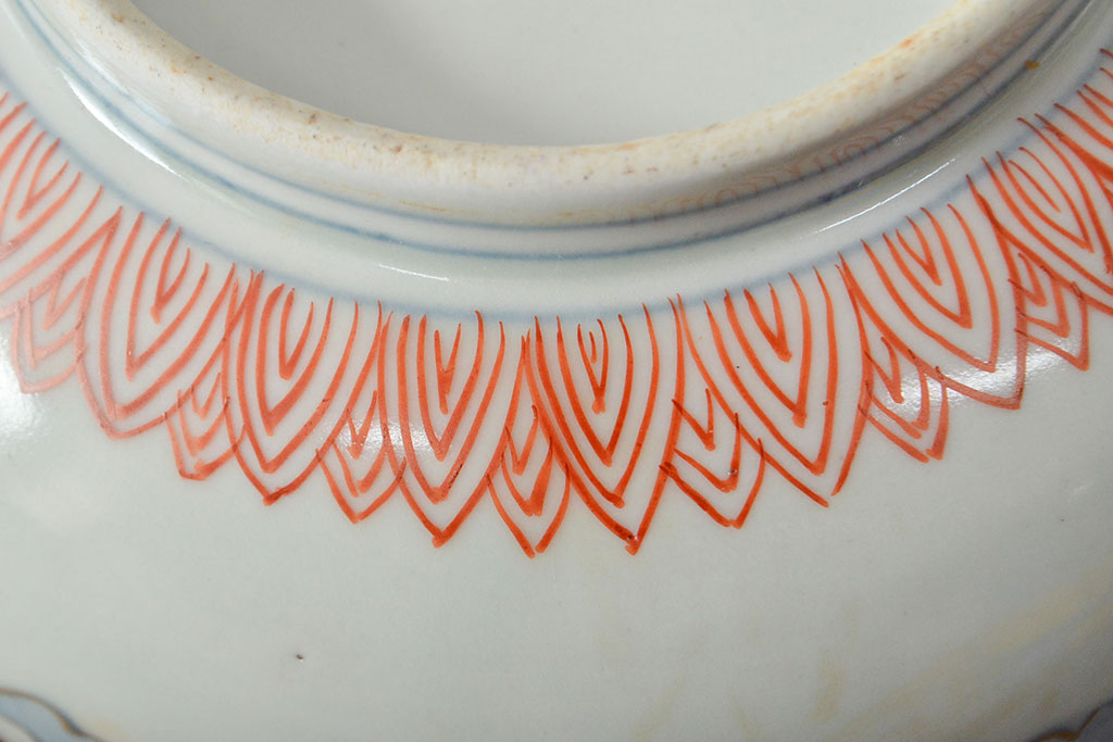 江戸期　古伊万里　色絵染付花模様　深鉢2点セット(深皿、和食器)(R-052062)