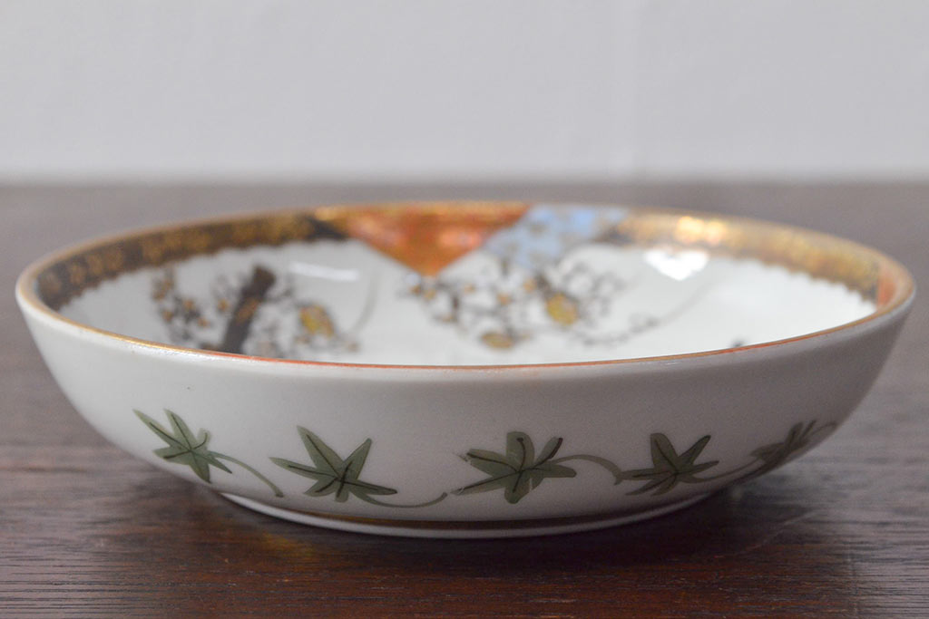 明治〜大正　九谷焼　花鳥図　色絵　小皿6枚セット(和食器)(R-052093)