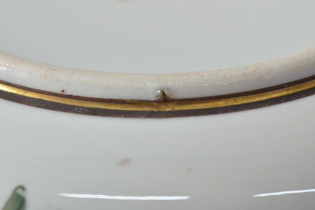 明治〜大正　九谷焼　花鳥図　色絵　小皿6枚セット(和食器)(R-052093)