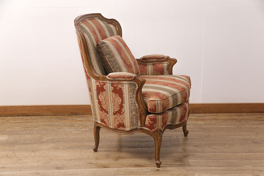 中古　美品　DREXEL HERITAGE(ドレクセルヘリテイジ)　 Upholstery(アップホルスタリー)　エレガントな佇まいのラウンジチェア(一人掛けソファ、1P、アームソファ)(定価約59万円)(R-052094)