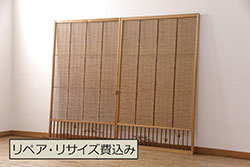 アンティーク建具　和の雰囲気溢れる格子扉1枚(木製扉、ドア、格子戸)(R-069165)
