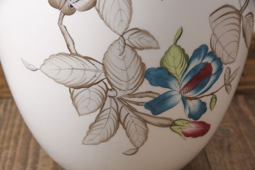 ヘレンド　ハンドペイント　花蝶文花瓶　38cm(HEREND、ハンガリー)(R-052414)