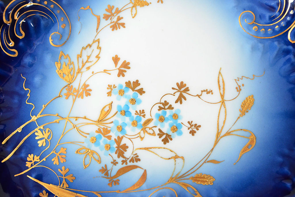 フランスアンティーク　Limoges　リモージュ　コンポート(花柄、金彩)(R-052457)