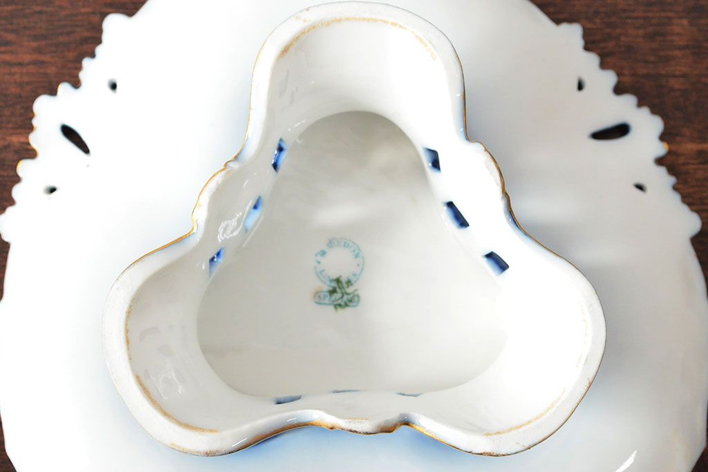 フランスアンティーク　Limoges　リモージュ　コンポート(花柄、金彩)(R-052457)