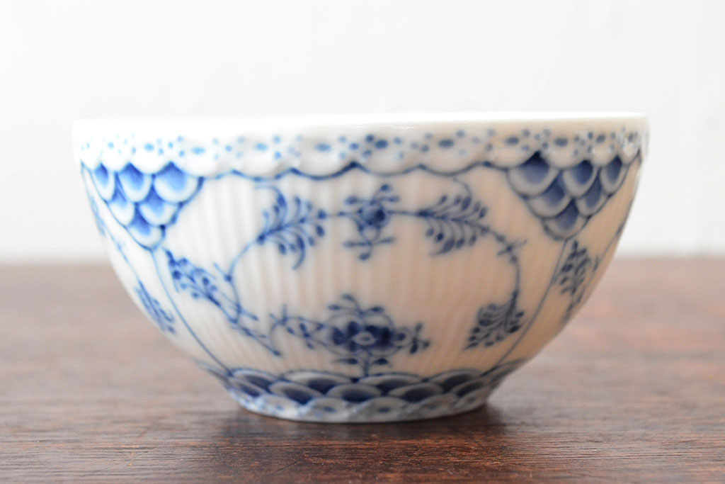 ROYAL COPENHAGEN　ロイヤルコペンハーゲン　ブルーフルーテッド　フルレース　カップ&ソーサー2客(洋食器)(定価88,000円)(R-052459)
