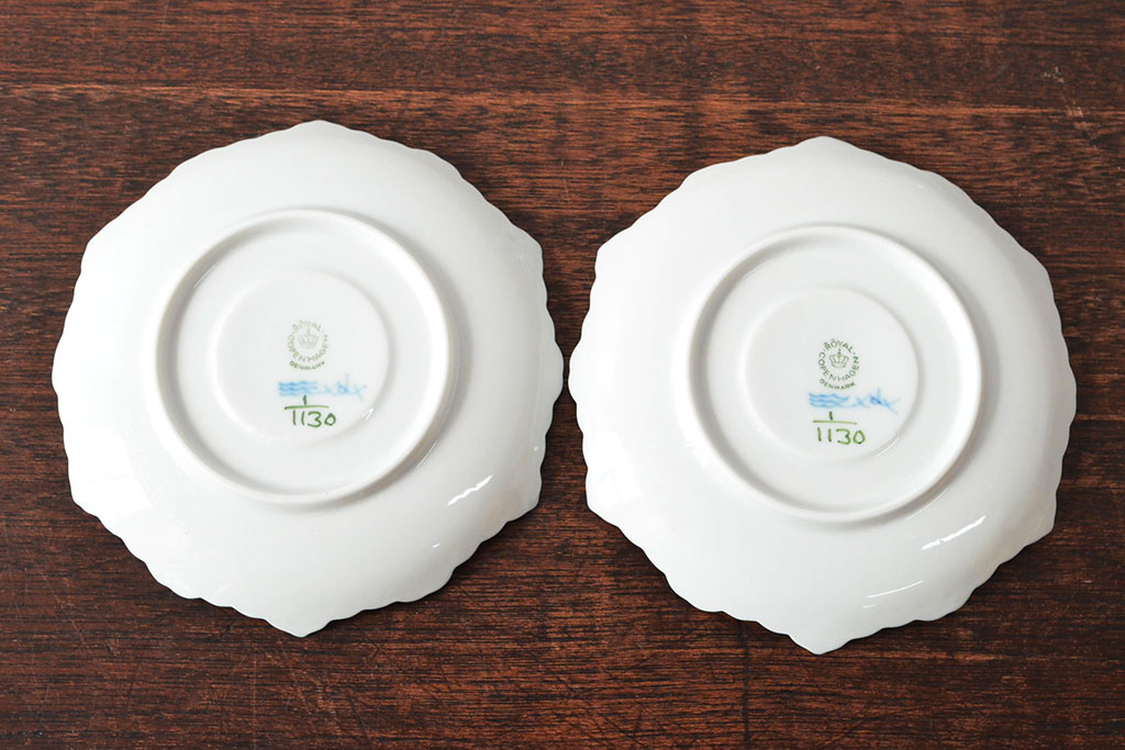 ROYAL COPENHAGEN　ロイヤルコペンハーゲン　ブルーフルーテッド　フルレース　カップ&ソーサー2客(洋食器)(定価88,000円)(R-052459)
