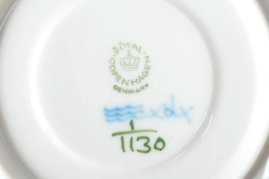ROYAL COPENHAGEN　ロイヤルコペンハーゲン　ブルーフルーテッド　フルレース　カップ&ソーサー2客(洋食器)(定価88,000円)(R-052459)