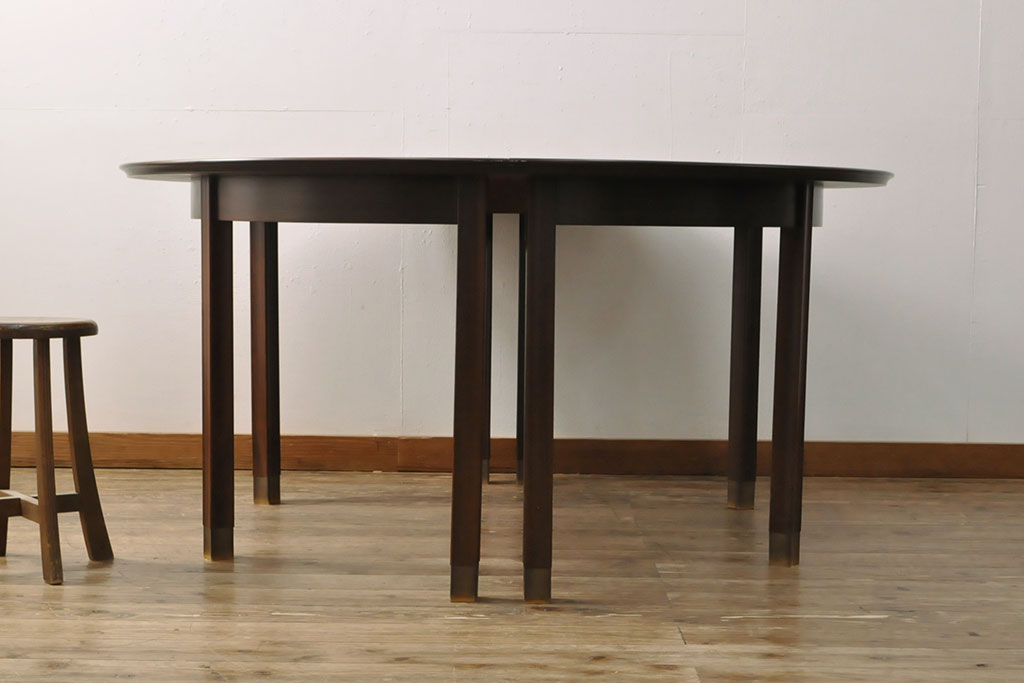 中古　デンマーク　ローズウッド　シンプルさの中にも洗練された美しさのある、特大エクステンションテーブル(定価約150万円、北欧)(ダイニングテーブル、ラウンドテーブル、北欧)(R-052473)