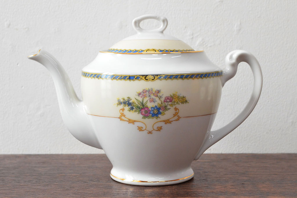 オールドノリタケ(日本陶器)　Noritake　ヤジロベー印　ポット・シュガー・クリーマー3点(洋食器)(R-052476)