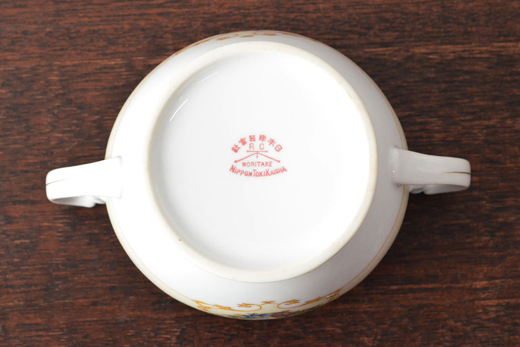 オールドノリタケ(日本陶器)　Noritake　ヤジロベー印　ポット・シュガー・クリーマー3点(洋食器)(R-052476)