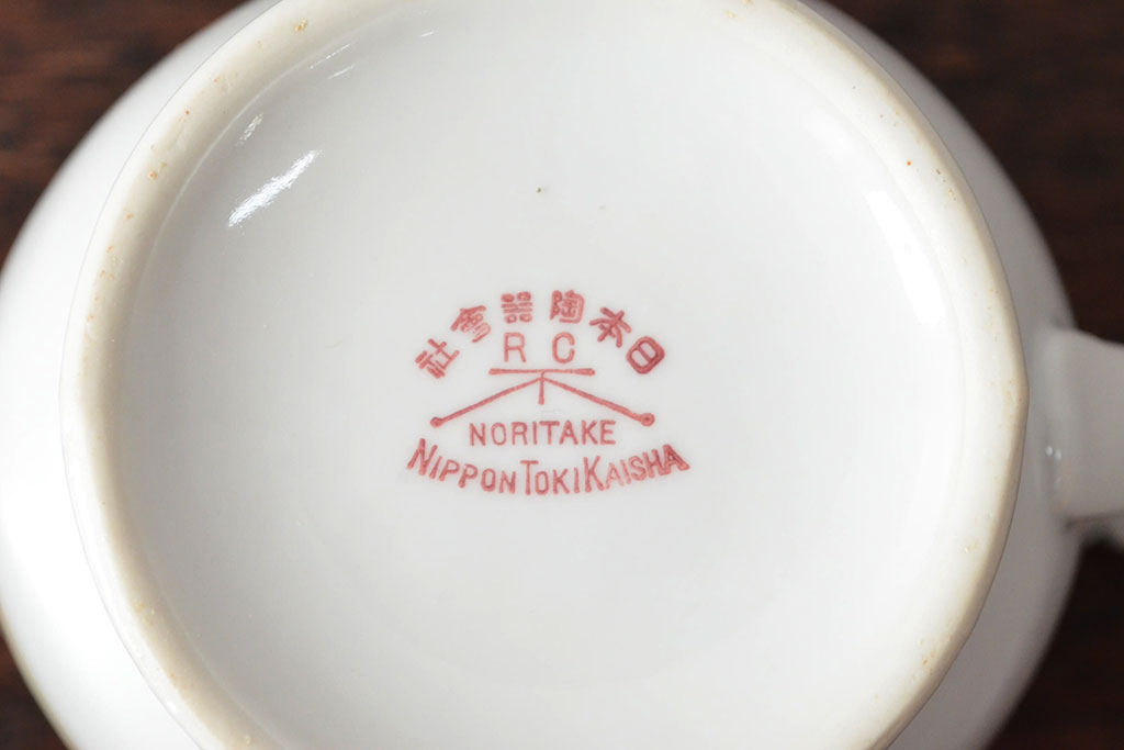 オールドノリタケ(日本陶器)　Noritake　ヤジロベー印　ポット・シュガー・クリーマー3点(洋食器)(R-052476)