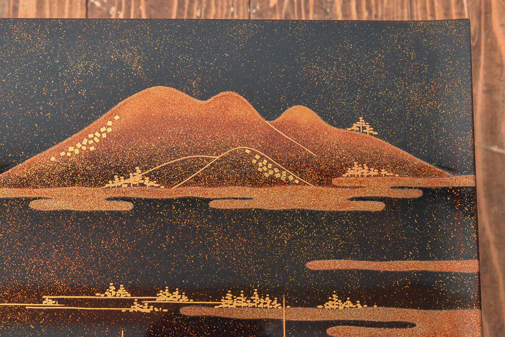 久世宗春 山水蒔絵 冠卓 共箱(花台、飾り台)(R-052514