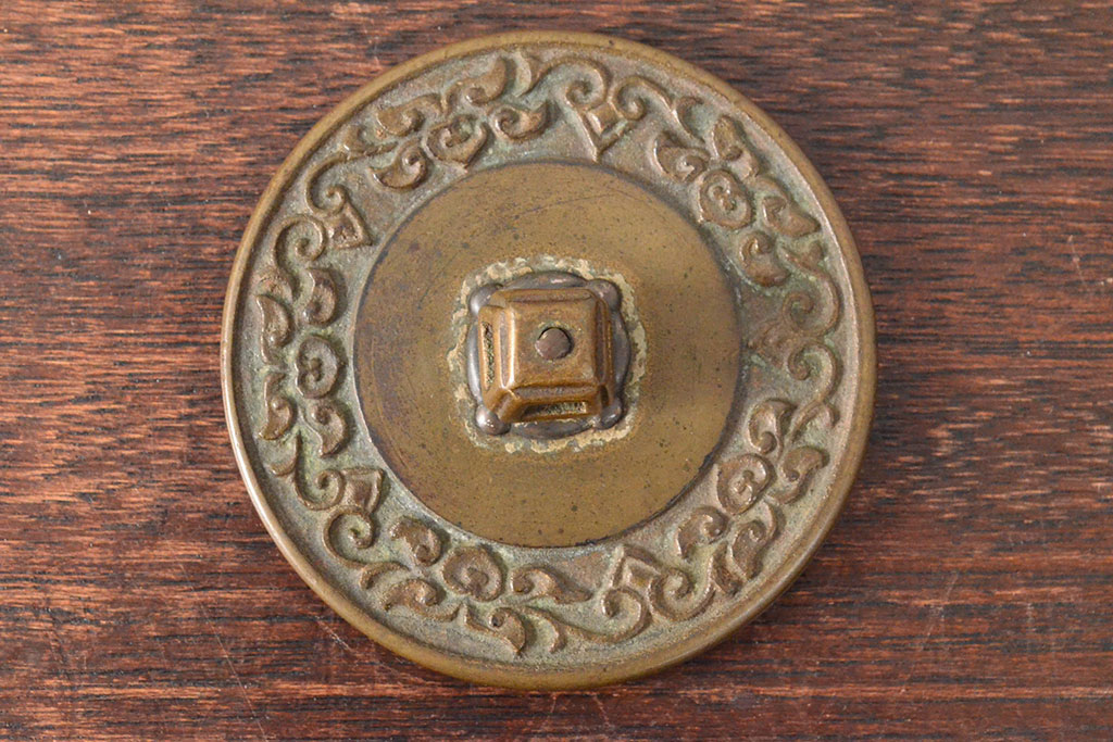 明治〜大正　銅製銅壷(湯釜、陽刻、茶道具、銅壺)(R-052577)
