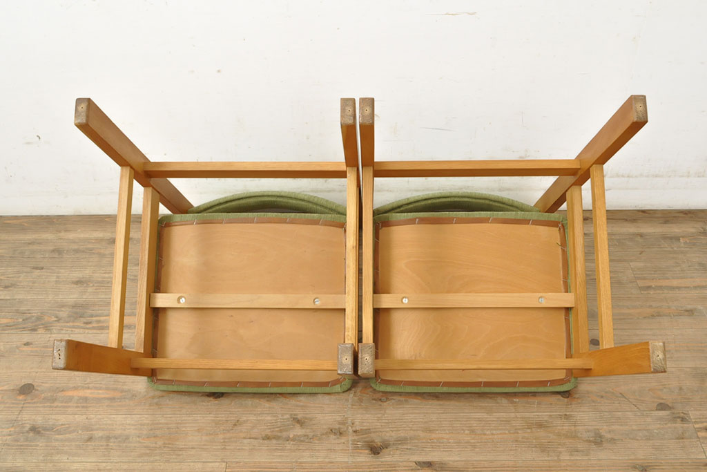 北欧ビンテージ　ナラ材　ナチュラルスタイルにおすすめのダイニングチェア2脚セット(イス、椅子、ヴィンテージ)(R-052640)