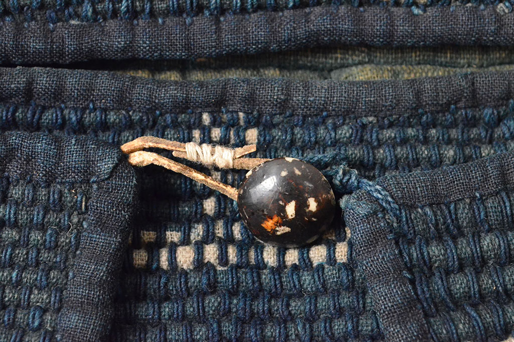 アンティーク　明治〜大正　古い　刺子頭巾2点(刺し子、藍染)(R-052685)