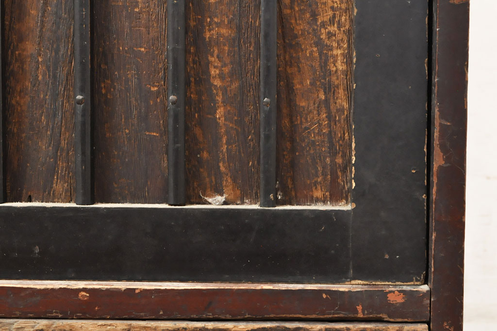 和製アンティーク　味のある風合いが魅力的な格子引き戸の松本小箪笥(たんす、小引き出し、小物収納)(R-052713)