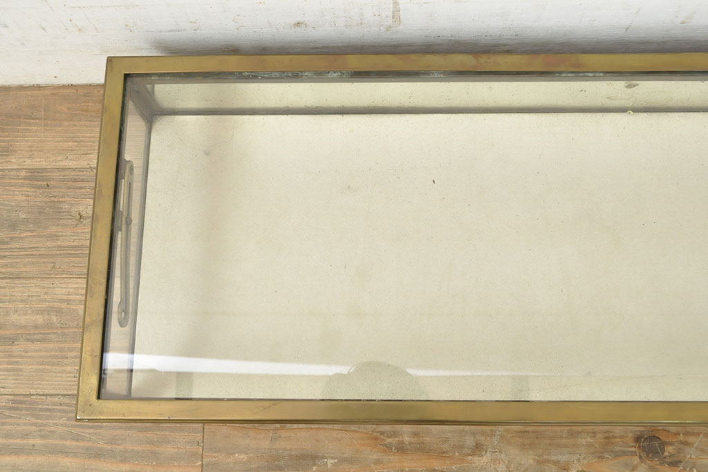 フランスアンティーク　直線的なフォルムがスタイリッシュなガラス卓上ショーケース(ガラスケース、店舗什器)(R-052734)
