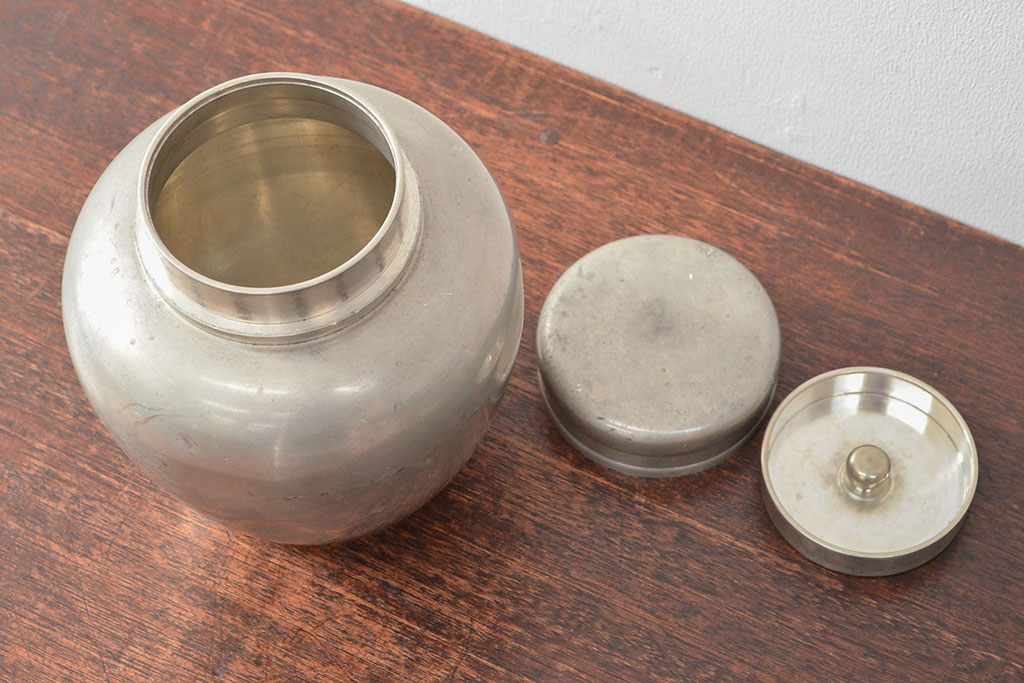 古い　錫仙製　純錫茶壷　1.86kg(茶道具)(R-052739)