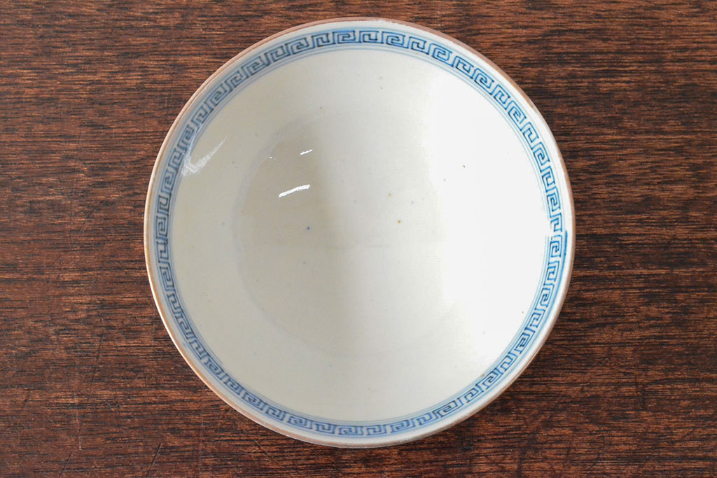 明治期　伊万里焼　色絵染付　蓋茶碗3客(和食器)(R-052756)