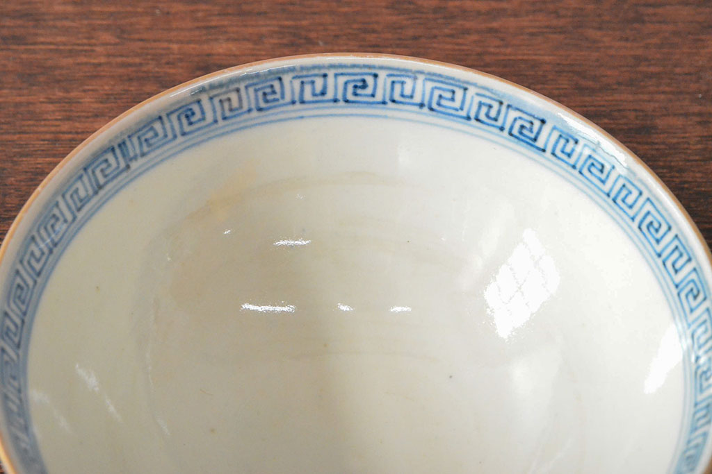 明治期　伊万里焼　色絵染付　蓋茶碗3客(和食器)(R-052756)