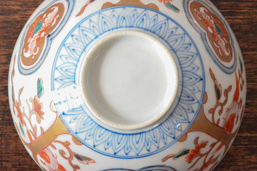 明治期 伊万里焼 色絵染付 蓋茶碗3客(和食器)(R-052757