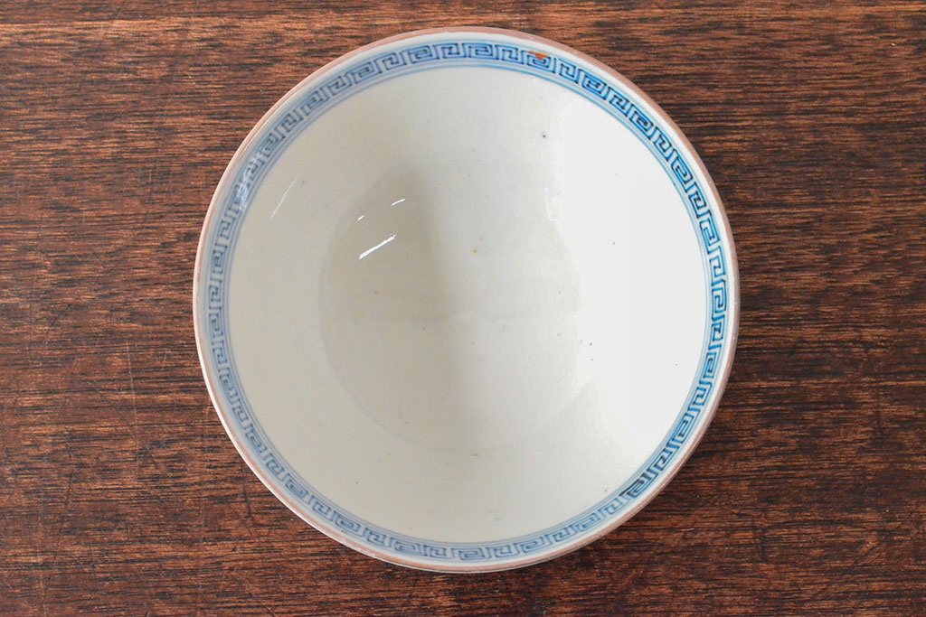 明治期　伊万里焼　色絵染付　蓋茶碗3客(和食器)(R-052758)