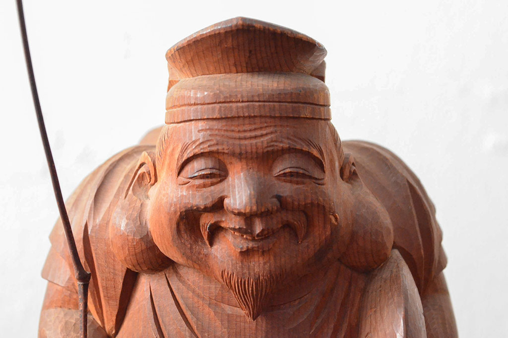 大正十三年 土田照清 恵比寿 大黒 木彫(在銘、作家物)(R-052791 大正十三年 土田照清 恵比寿 大黒 木彫(在銘、作家物)(R-052791