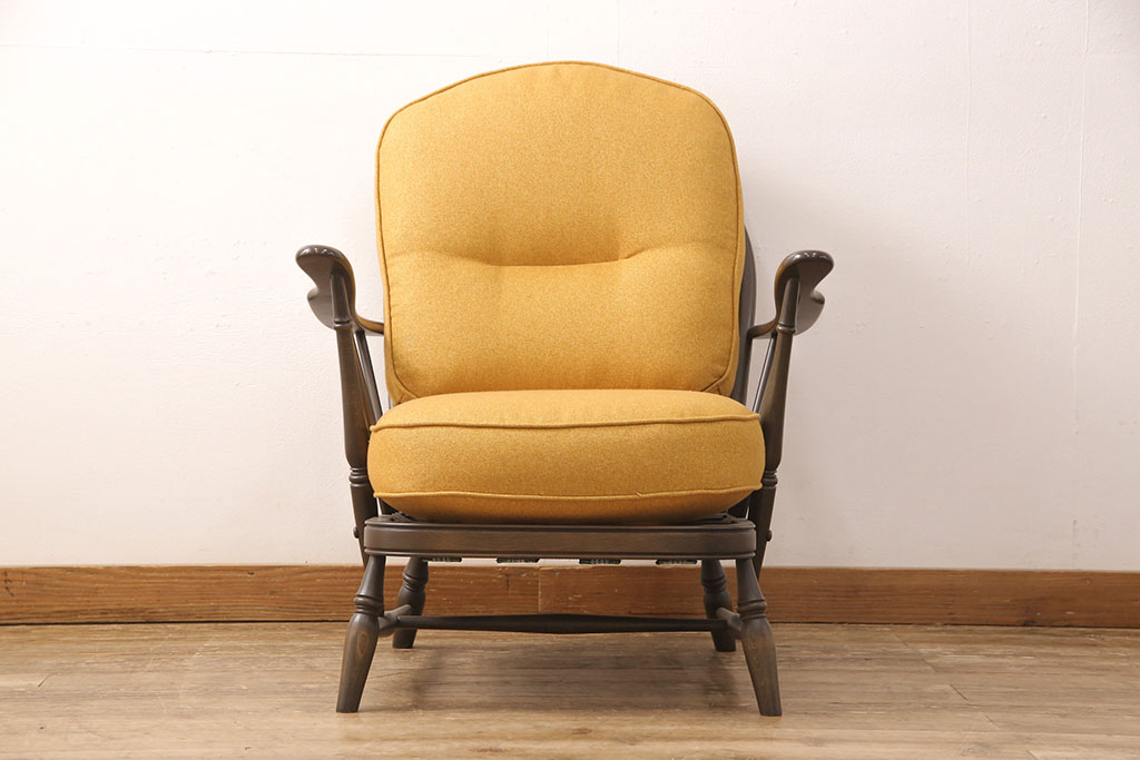 中古　極美品　ERCOL(アーコール)　カントリーやナチュラルスタイルに取り入れたい1人掛けソファ(一人掛けソファ、アームチェア)(R-052805)