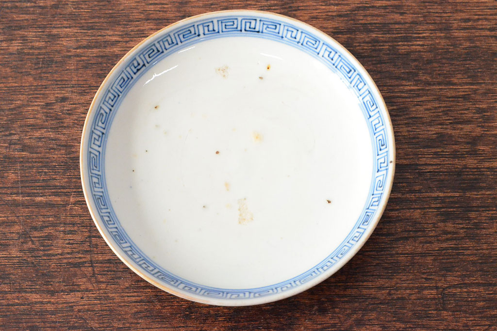幕末〜明治　色絵染付　蓋茶碗3客(和食器)(R-052808)