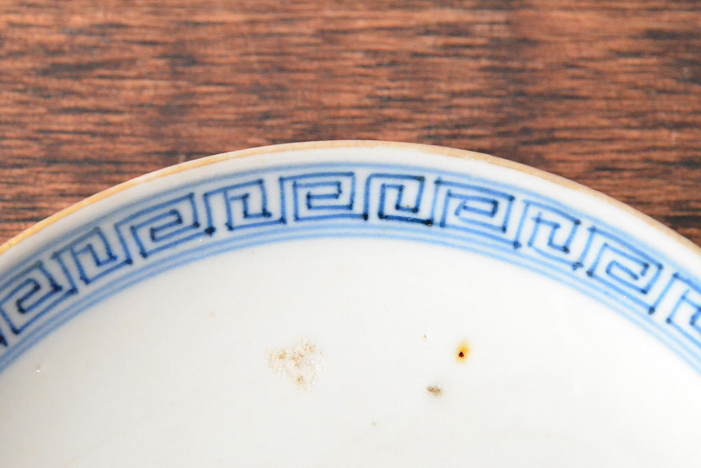 幕末〜明治　色絵染付　蓋茶碗3客(和食器)(R-052808)