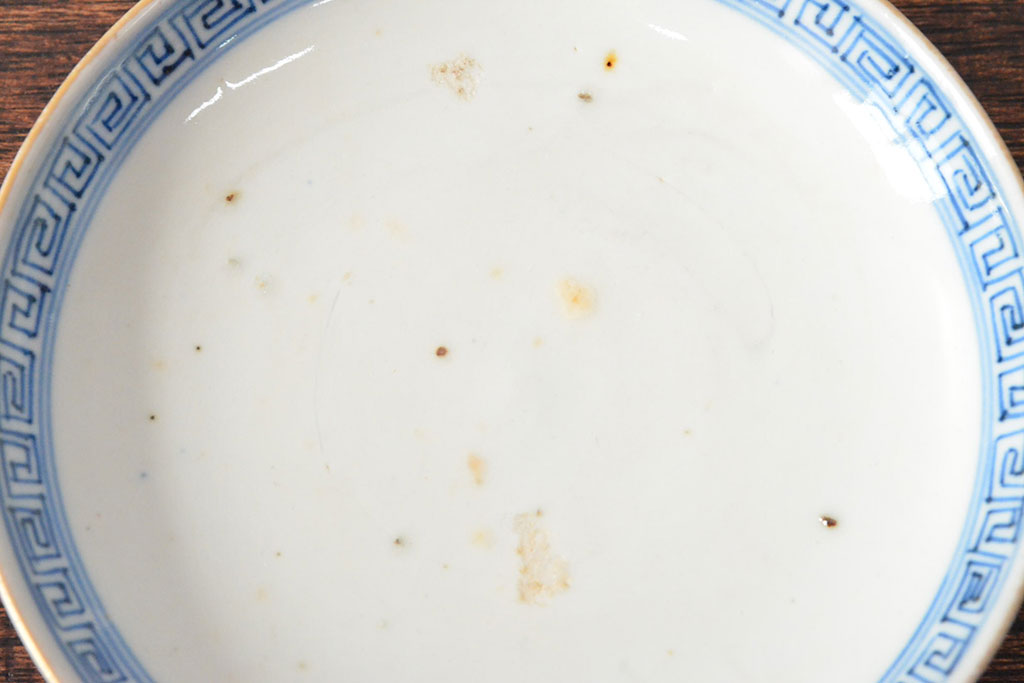 幕末〜明治　色絵染付　蓋茶碗3客(和食器)(R-052808)