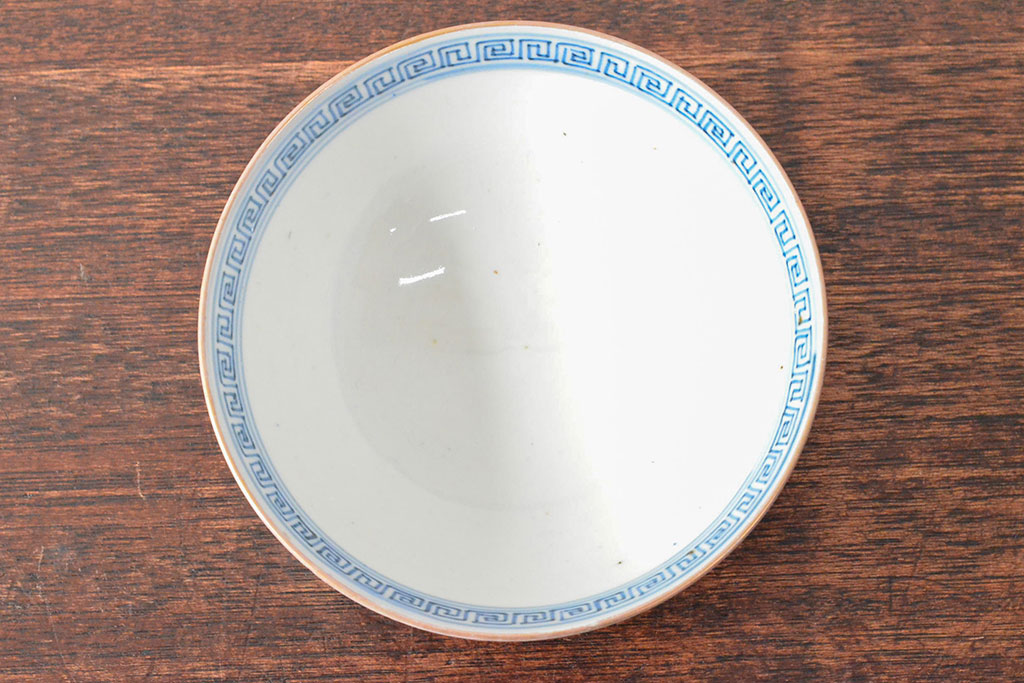 幕末〜明治　色絵染付　蓋茶碗3客(和食器)(R-052808)