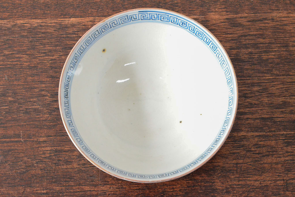 幕末〜明治　色絵染付　蓋茶碗3客(和食器)(R-052809)