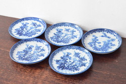明治期　九谷　金襴手　赤絵　約12cm　3.9寸　華やかな色合いが美しい小皿5枚セット(金彩、和皿、和食器、三寸九分)(R-075477)
