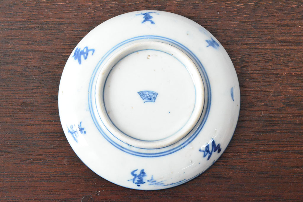 明治〜大正　伊万里焼　草花文染付　四寸皿6枚セット(和食器、小皿)(R-052858)