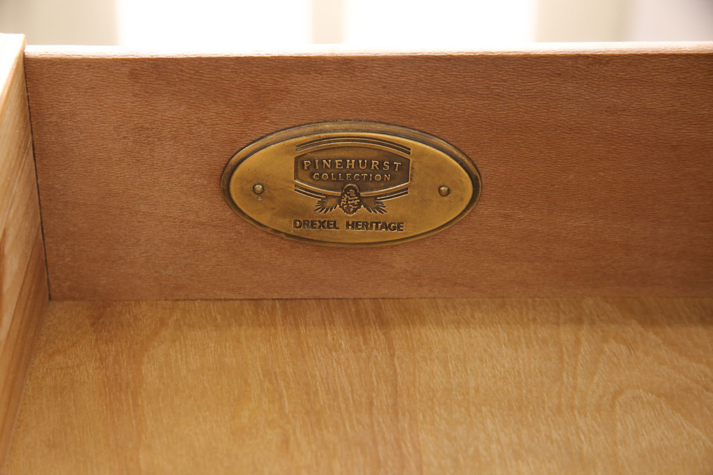 中古　DREXEL HERITAGE(ドレクセルヘリテイジ)　アメリカ輸入モデル　異素材ミックスなデザインが面白いコンソールテーブル(ハイデスク、在宅ワーク、在宅用サイドテーブル)(R-052882)